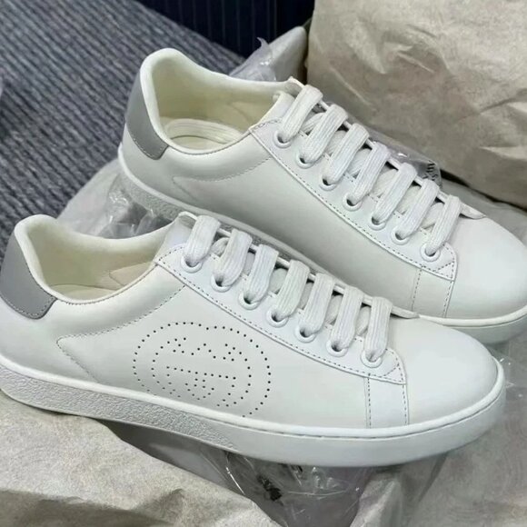 Classic Gucci ace 'White Gray' Men's Flat leisure shoes new with box - Picture 5 of 6